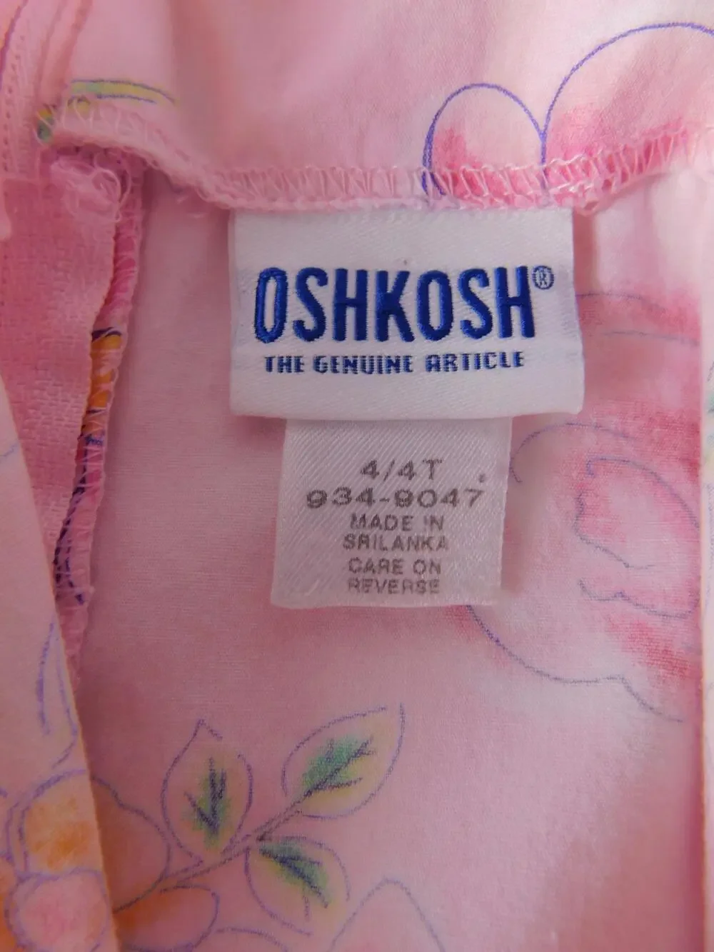 OshKosh B'gosh Dress Girls 4T Pink Floral Print Sundress Ruffle Hem Cotton
